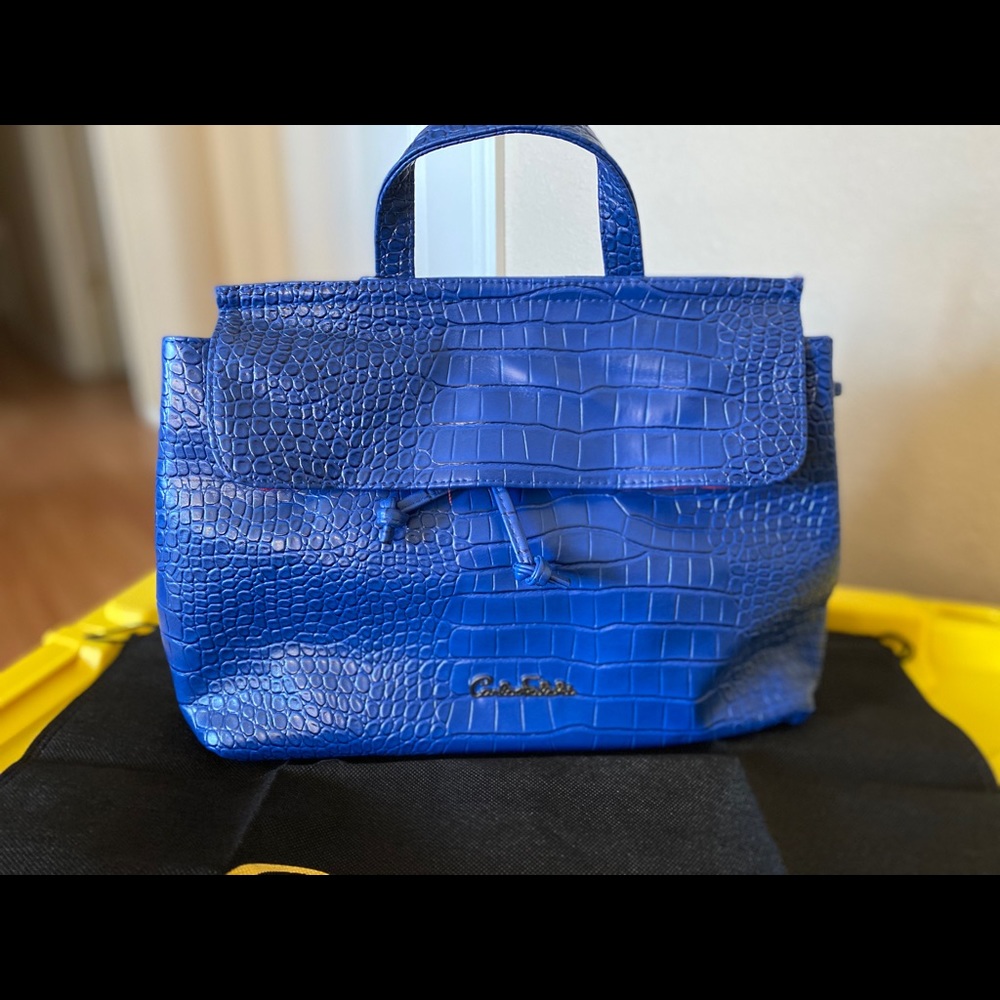 Carlos Falchi blue handbag